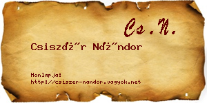 Csiszér Nándor névjegykártya